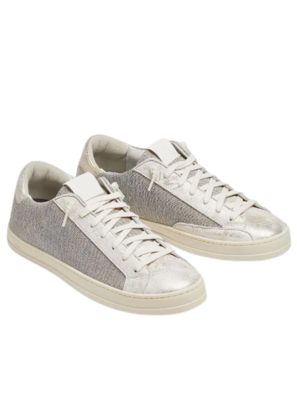 P448 Women's Low-Top Sneakers In Metallic Silver And Cream